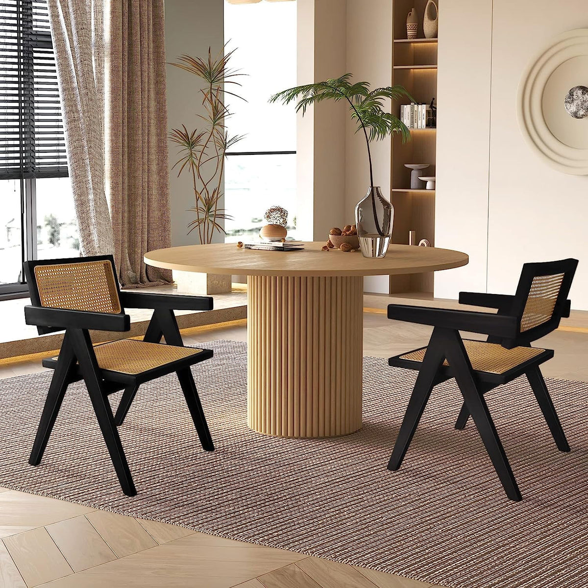 Black Rattan Dining Chair Set of 2 J65346