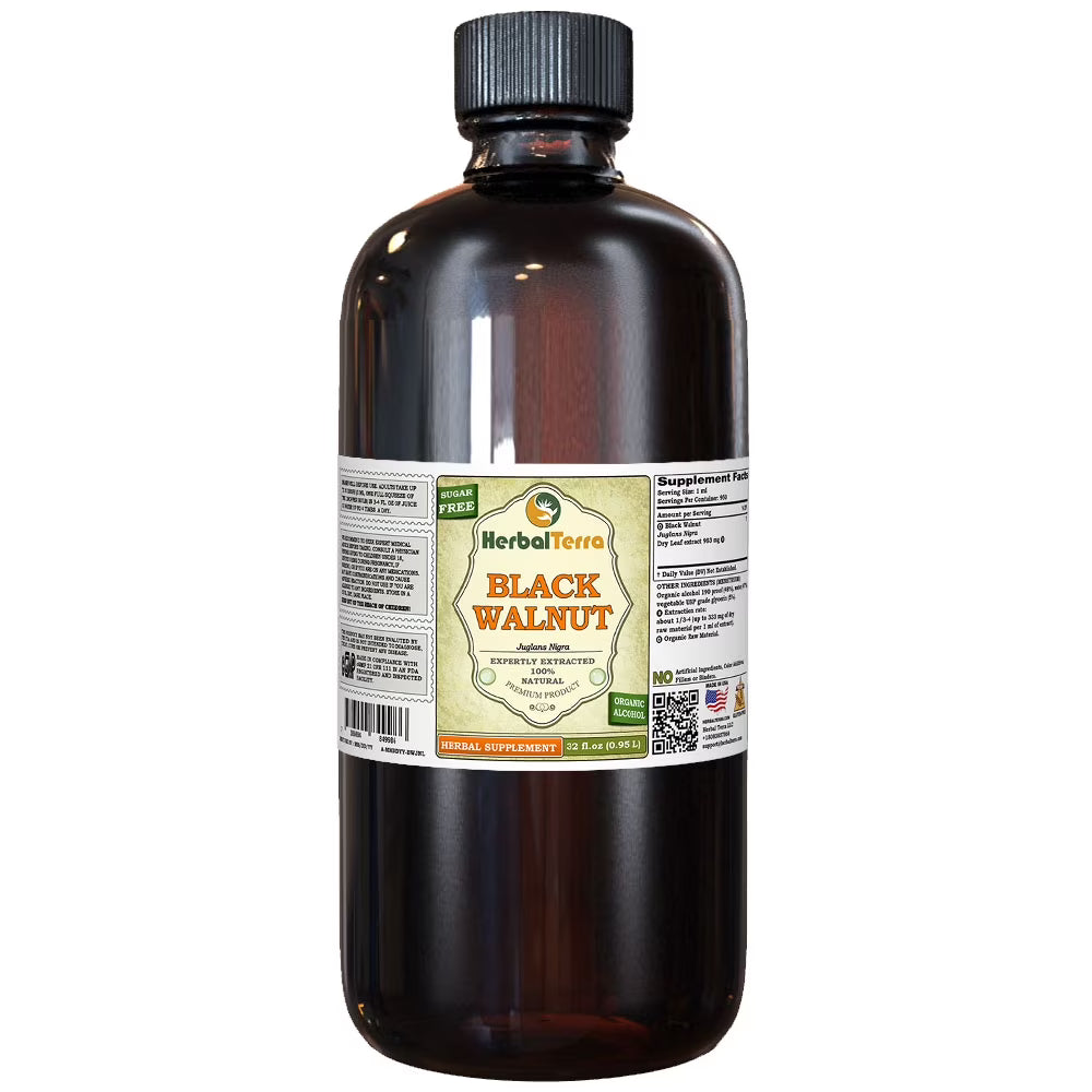 Black Walnut Dry Leaf Alcohol-Based Liquid Extract Tincture 32 Fl.Oz W9456