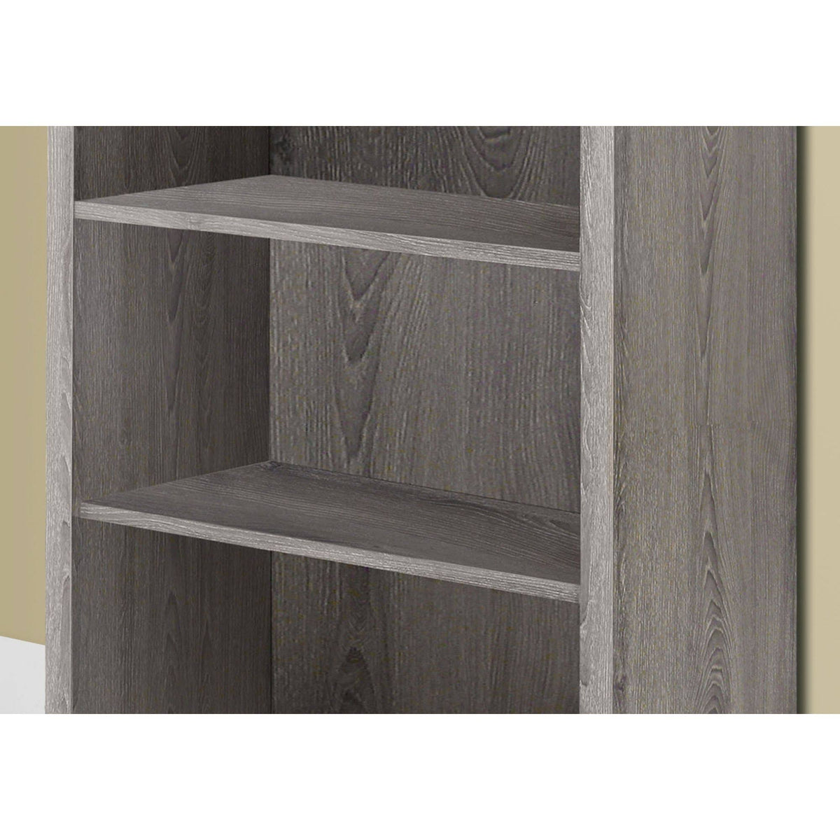 Taupe Brown Rectangular Bookcase with Adjustable Shelves O7555