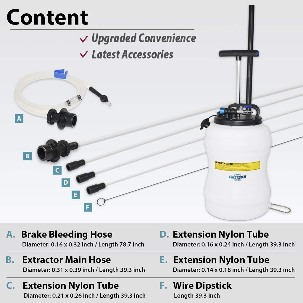 10.5 Liter Pneumatic/Manual Oil Extractor/Vacuum Pump Oil Changer with Brake Fluid Hose O958514