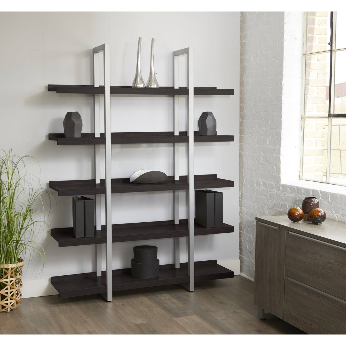 5 Shelves Open Bookcase in Espresso O7490