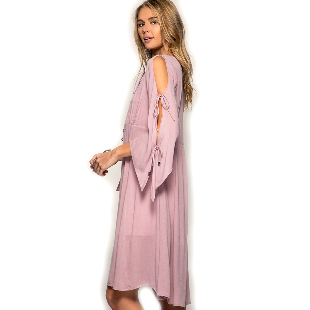Dusty Rose Corset Midi Dress W350529