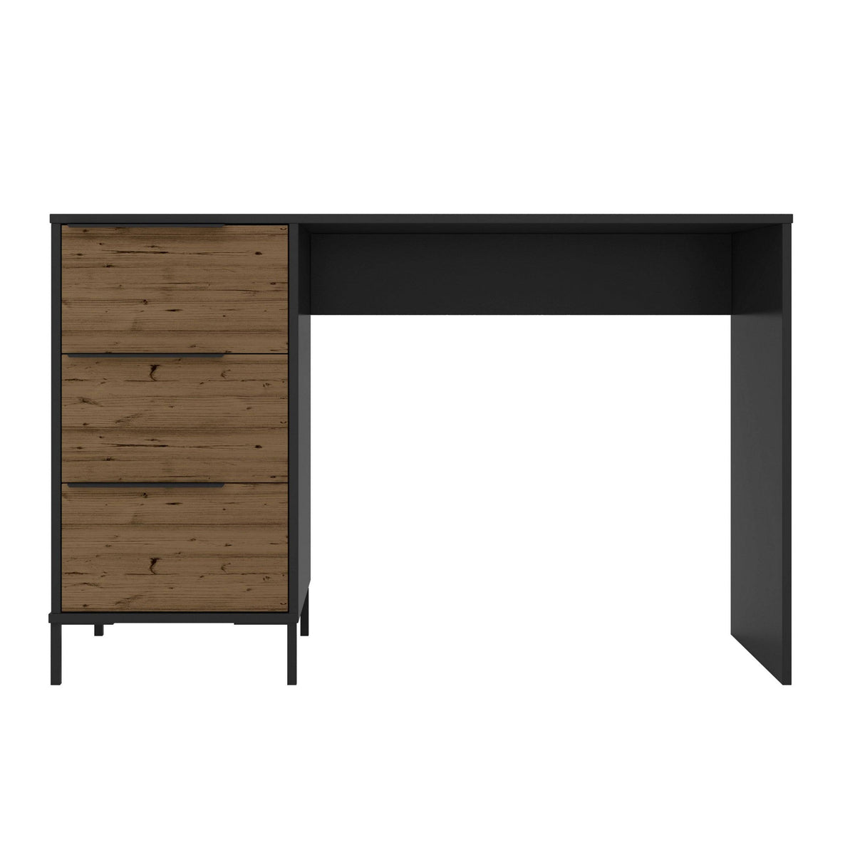 Black and Brown Wooden Desk with 3 Drawers H296489