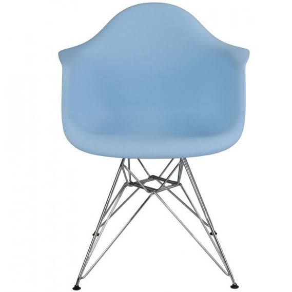 Blue Plastic Dining Armchair with Steel Legs (Set of 2) L4975