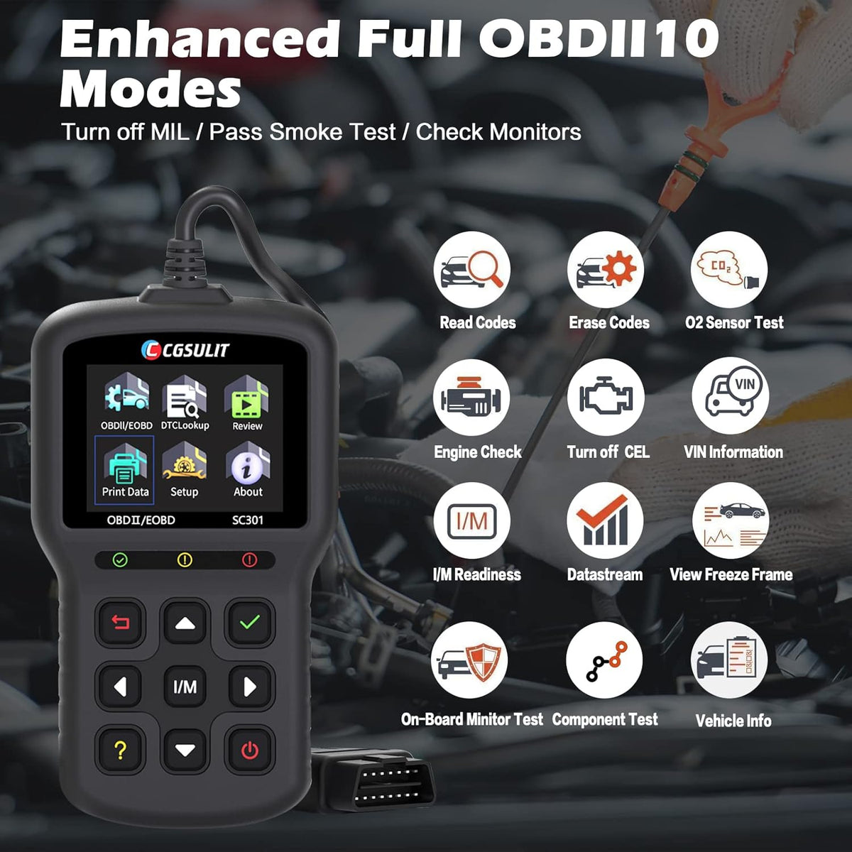 OBD2 Scanner Car Code Reader with Reset Full OBDII Functions Diagnostic Scan Tool Black Pack of 2 A59475