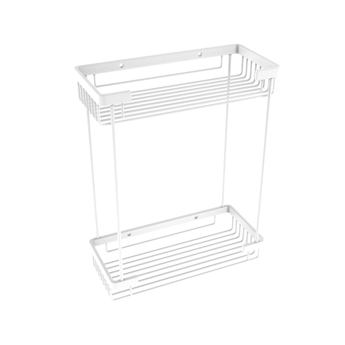 Matte White Double Tier Rectangular Shower Basket P63515