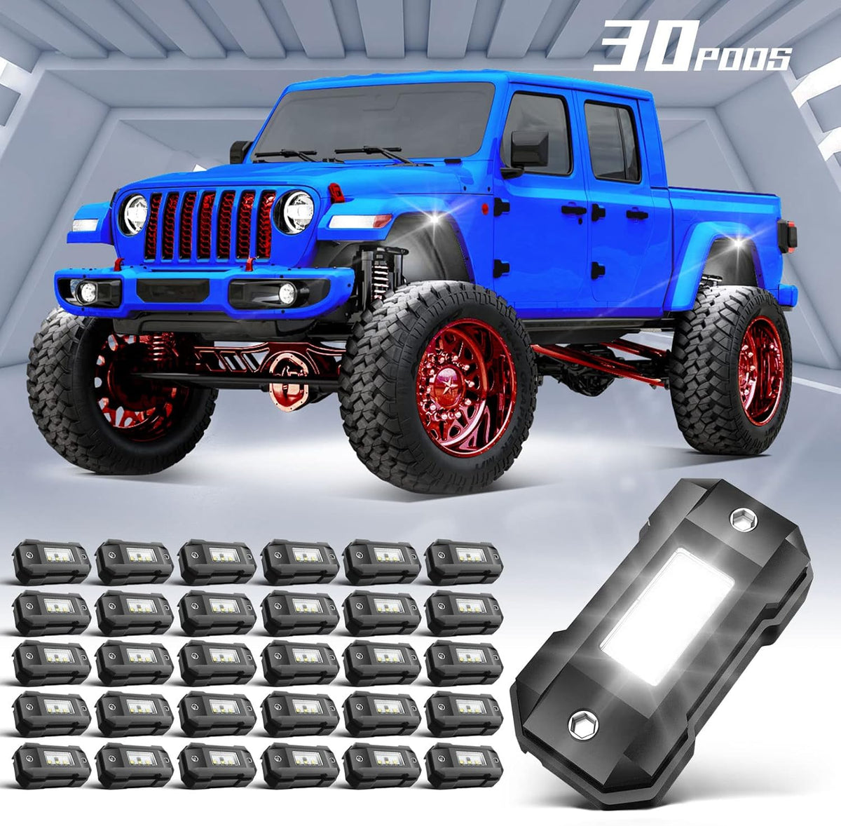 White 12 Pod Waterproof LED Rock Lights G770