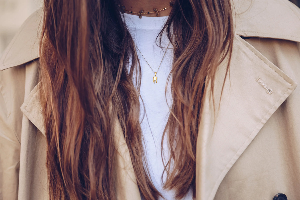 14k Solid Gold Human Tooth Pendant W539