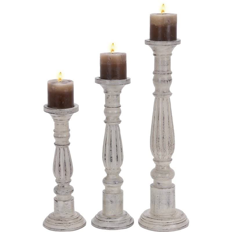 White Mango Wood Candle Holder (Set of 3) R721943