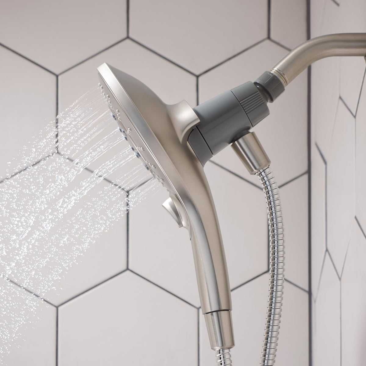 Moen Engage Magnetix Six-Function 5.5-Inch Handheld Showerhead, Spot Resist Brushed Nickel & Replacement Shower Arm Flange, Brushed Nickel Pack of 2 Q87442