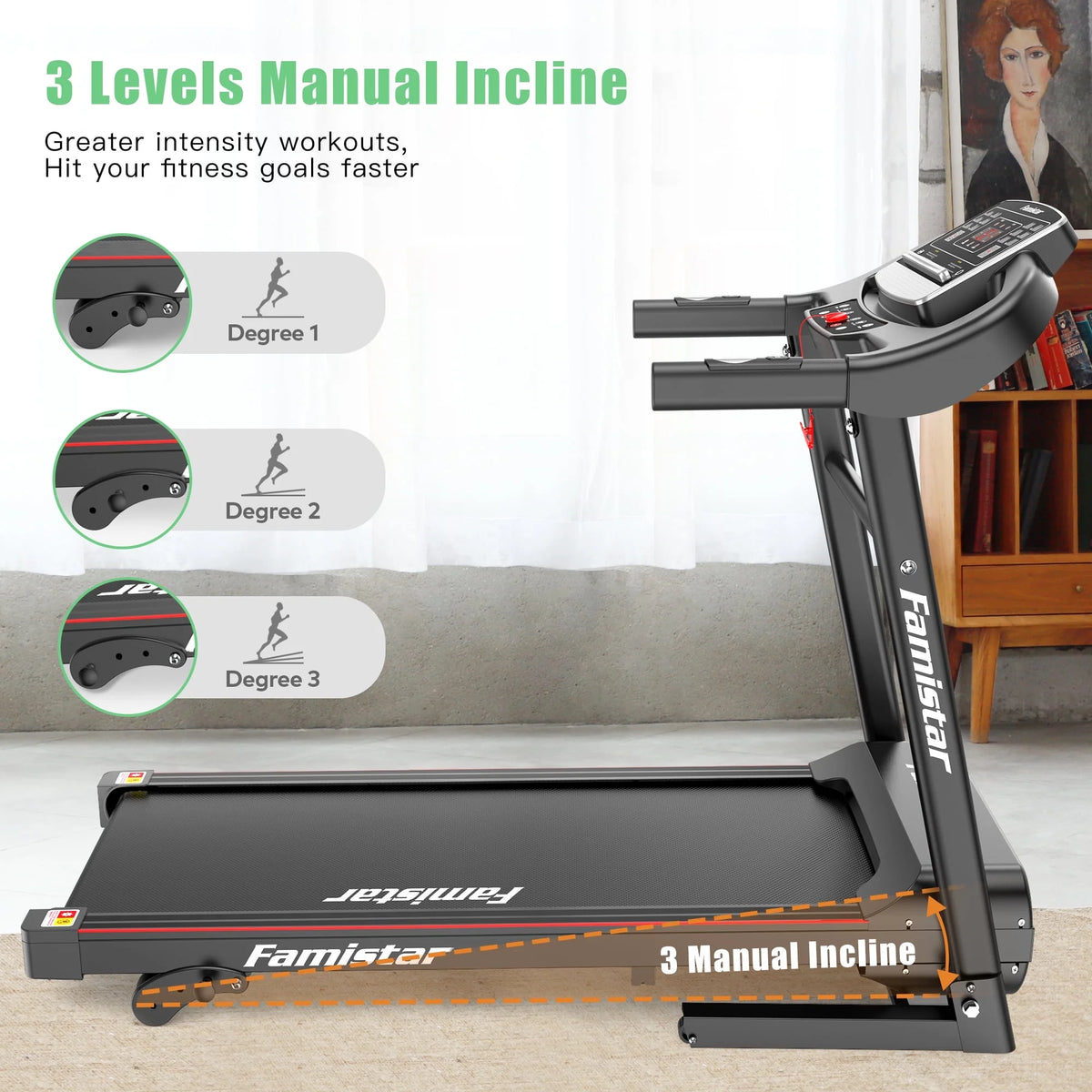 Folding Electric Treadmill with 2.5HP 3 Manual Incline D715