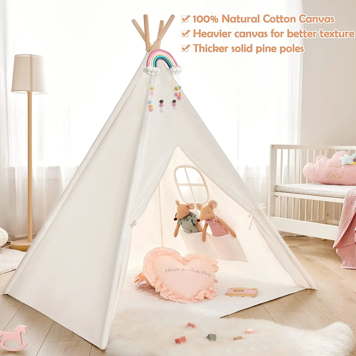 Canvas Teepee Tent for Kids with Window Z7067