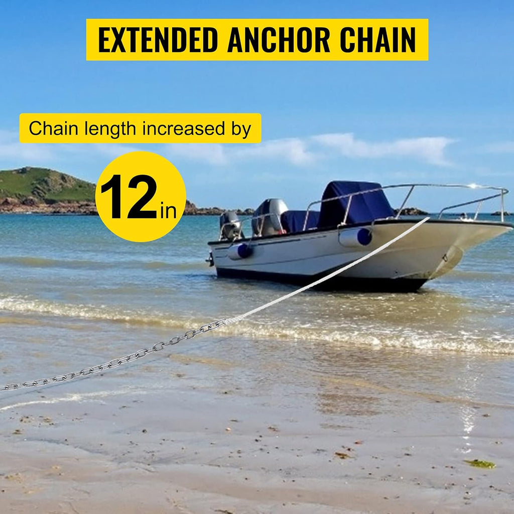 15' x 5/16" Boat Anchor Chain, 1/2" x 200' Nylon Rope, Galvanized Steel Chain L454