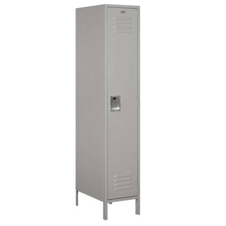1 Tier 1 Wide School Locker, 78 inch H x 18 inch W x 18 inch D, Gray Y187