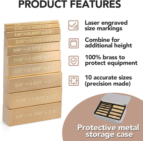 10 Brass Setup Blocks Height Gauge Woodworking Tools S77697