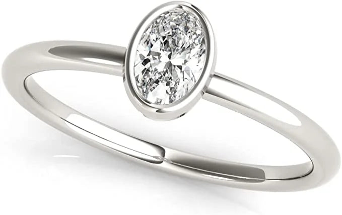 Oval Diamond Solitaire Engagement Ring in 14K Gold P9849