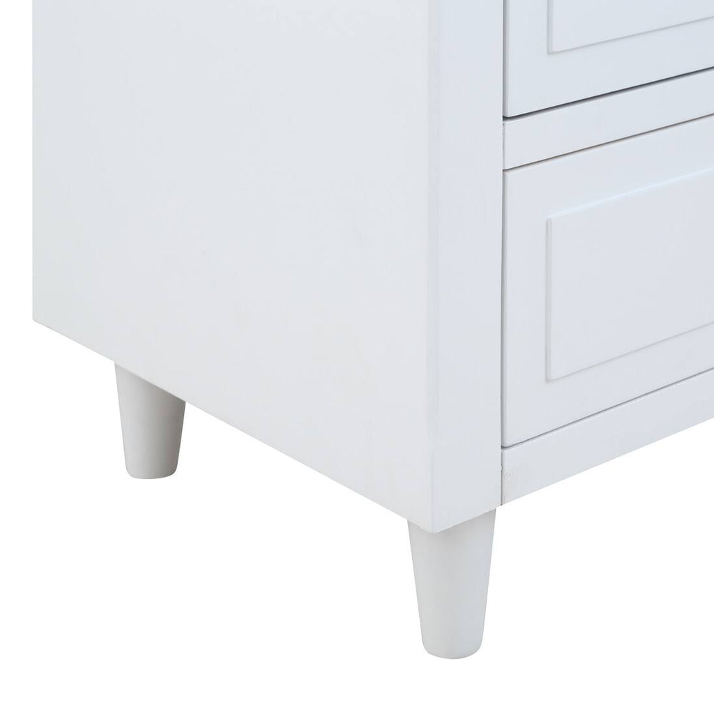3-Drawer White Wood Nightstand G265