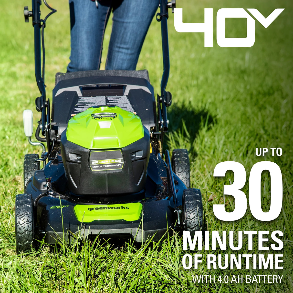 40V 20" Brushless Push Lawn Mower with 4.0 Ah Battery & Quick Charger E485875