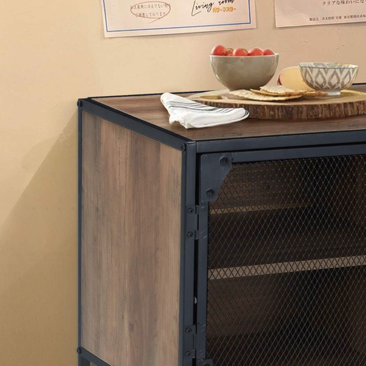 Industrial Kitchen Buffet Floor Cabinet with 6 Cupboard and Displaying Shelves F179588
