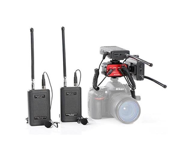 Wireless Lavalier Microphone System Two Transmitters and Two Receivers with Audio Mixer N1442