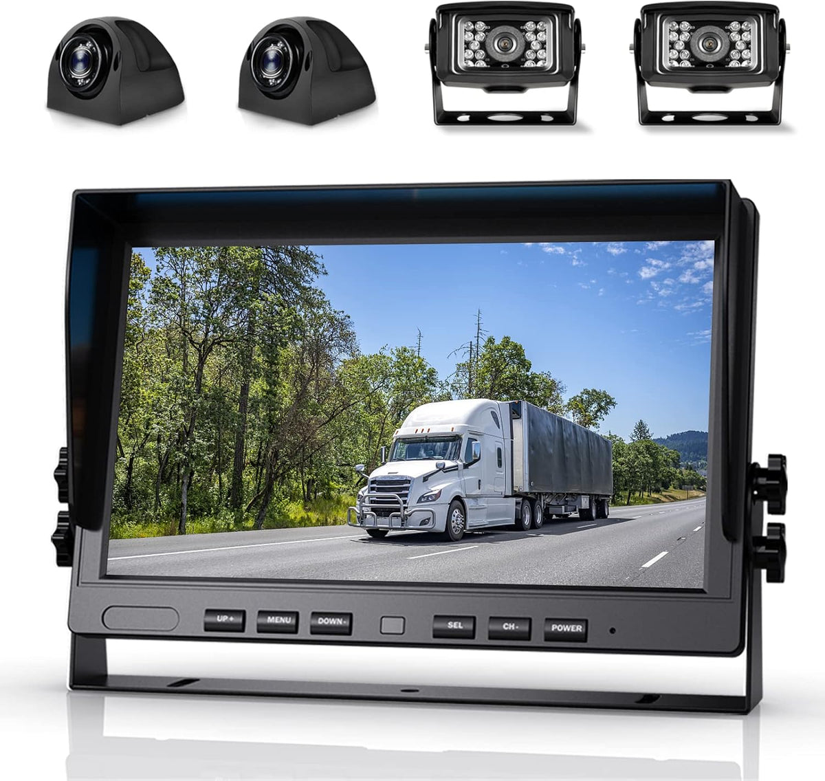 10.2 1080P Quad Split Monitor with DVR Waterproof Backup Camera System Q535