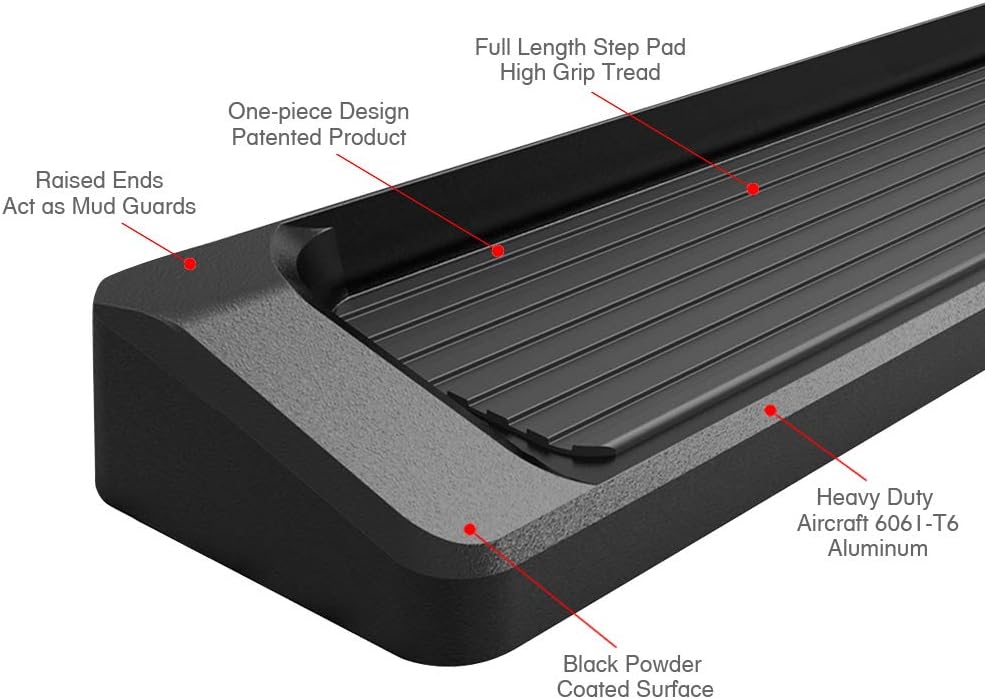 6 Black Eboard Running Boards for Chevy Tahoe GMC Yukon Avalanche S8225