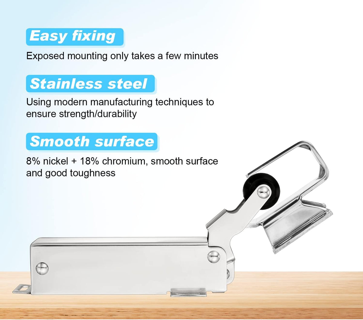Hydraulic Door Closer, Adjustable Wide Hook, Quiet Rubber Wheel, Pack of 2 Z5044