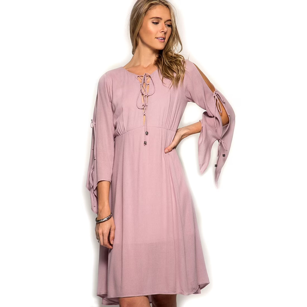 Dusty Rose Corset Midi Dress W350529