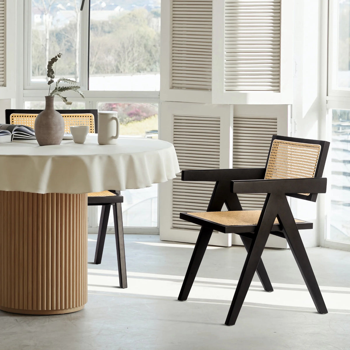 Black Rattan Dining Chair Set of 2 J65346