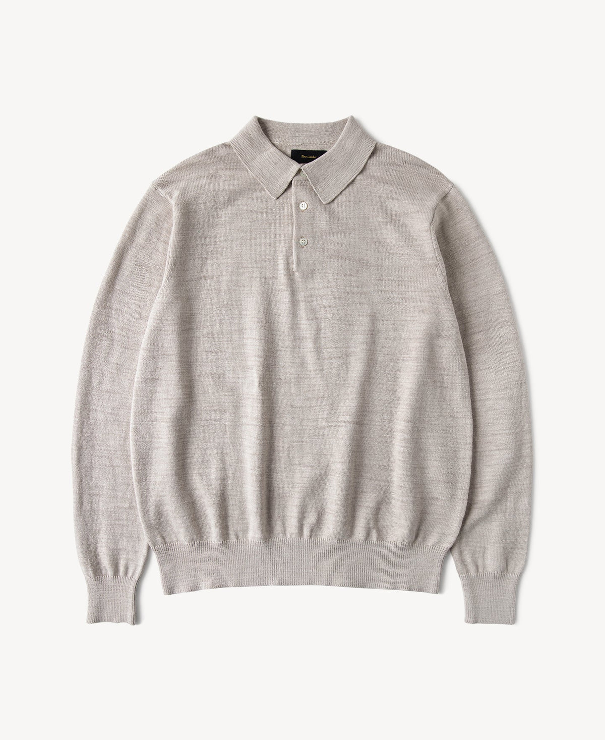 Slub Cotton Long Sleeve Knit Polo